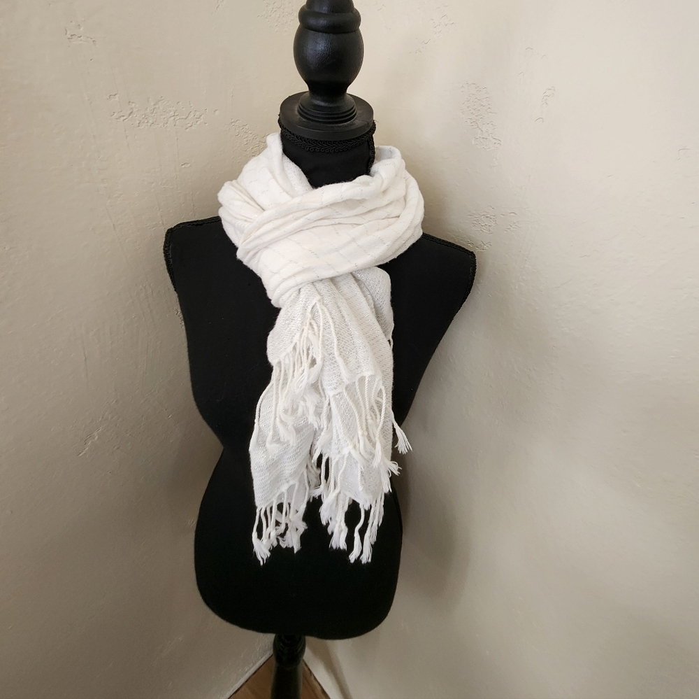 White Fringe Scarf